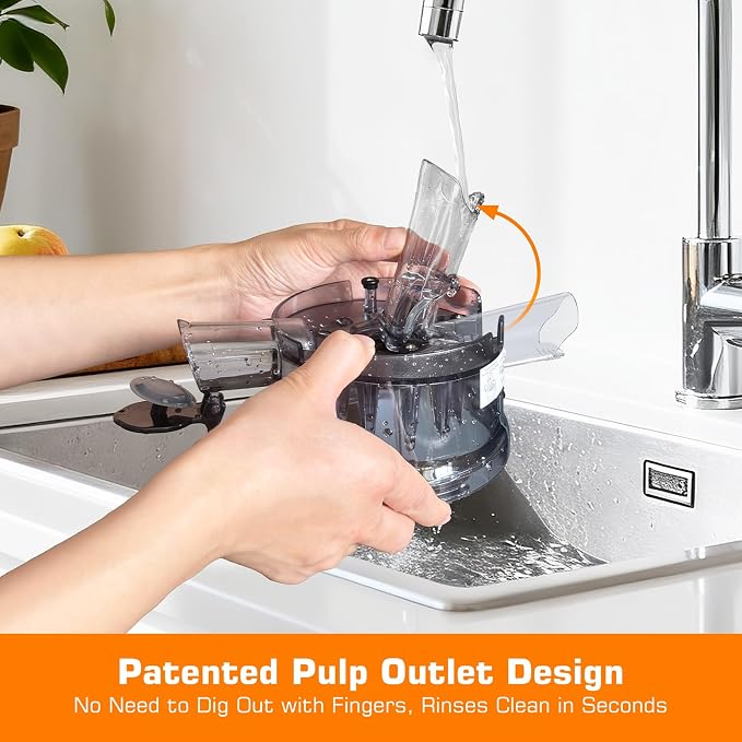 Cold Press Juicer Machines with 6.5" Large Feed Chute, Juicer for Whole Vegetables & Fruits, High Juice Yield (Black)