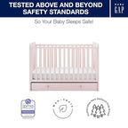 Delta Children babyGap Graham 4-in-1 Convertible Crib with Storage Drawer + Brannan Bear Bookcase with Bins + Brannan Bear Wall Shelf with 4 Hooks, Blush Pink/Dark Pink (Bundle)