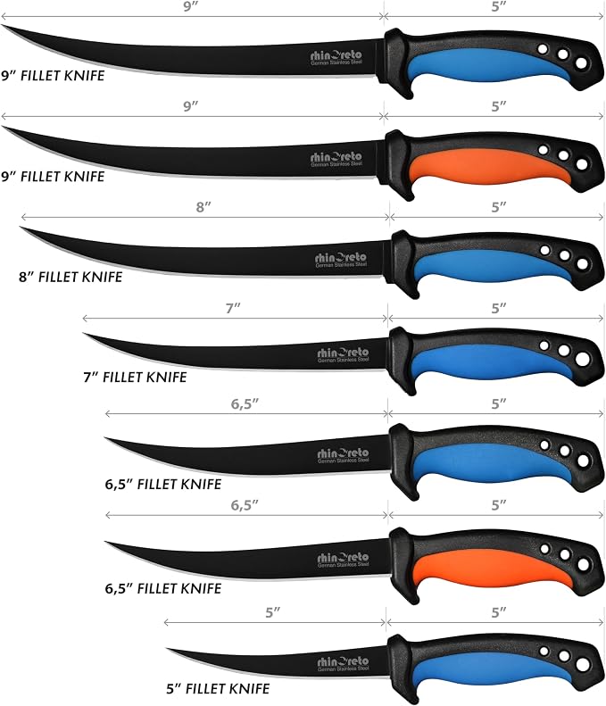 Rhinoreto Bait Knife - Razor Sharp G4116 German Stainless Steel Blade, 5 Inch Professional Filleting & Boning Knife with Non-Slip Handle, Protective Sheath & Sharpener