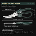Poultry Shears，Heavy Duty Kitchen Shears with Anti-Slip Handle & Safety Lock，for Meat, Chicken, Bone, Turkey, Fish，Spring-Loaded, Dishwasher Safe