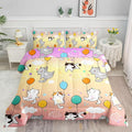 Datura home Kids Comforter Set Cute Cats Printed Pattern Bedding Set with 1 Comforter and 2 Pillowcases for Girls Boys Bedroom All Season(Cat1 Queen)