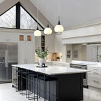 Pendant Light Fixtures Kitchen: 2 Pack Modern Black Island Light with Clear Glass - 6 Inch Mid Century Globe Kitchen Lighting Chandeliers Ceiling for Hallway Bar
