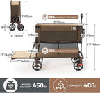 TIMBER RIDGE 400L Large Capacity Folding Double Decker Wagon with Brakes, 54" Extra Long Extender Wagon Cart, 450lbs Heavy Duty Collapsible Cart, All-Terrain Big Wheels for Camping, Sports, Shopping