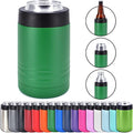 4-in-1 Stainless Steel 12 oz Double Wall Vacuum Insulated Can or Bottle Cooler Keeps Beverage Cold for Hours - Also Fits 16 oz Cans - Powder Coated Green - Clear Water Home Goods