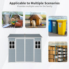 8x6 FT Resin Storage Sheds Outdoor with Floor, 2 Windows & Lockable Door Storage Shed - Waterproof Garden Tool Shed, Patio & Backyard Tool Storage Cabinet Use - Gray