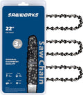 SawWorks 3-Pack 22 Inch Chainsaw Chain .325" Pitch .058" Gauge 86 Drive Links Fits 57cc Blue Max 20160, Oregon 21LPX086G, 21BPX086G, 21BP086G, Chainsaw 5200, 5800, 6200 and More