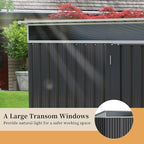 Vongrasig 5 x 3 FT Outdoor Storage Shed, Metal Shed Small Garden Tool Storage Shed with Large Window and Lockable Door for Outside Backyard Patio Lawn (Dark Grey)