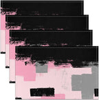 Feelyou Pink Black Grey Placemats Set of 4 for Kids Boys Girls Abstract Placemat for Kitchen Dining Table Decor Indoor Outdoor 18"x12" Ombre Modern Table Place Mats, Decor Buffalo Check