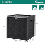 YITAHOME 32 Gallon Rattan Deck Box, Indoor Outdoor Storage Box for Patio Furniture, Pool Accessories, Cushions, Garden Tools, Sports Equipment, Waterproof Resin with Lockable Lid & Side Handles, Black