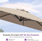 PURPLE LEAF 9 Feet Patio Umbrella Outdoor Cantilever Square Umbrella Aluminum Offset Umbrella with 360-degree Rotation for Garden Deck Pool Patio Taupe