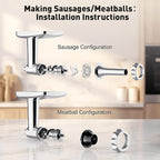 COFUN Stainless Steel Meat Grinder for KitchenAid Mixer | Meat Grinder with Meatball Maker, Sausage Stuffer, Dishwasher Safe, Compatible with All KitchenAid Stand Mixers