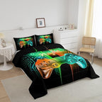Feelyou Gamer Comforter Kids Gaming Video Game Comforter Set for Boys Teens Noverlty Modern Gamepad Bedding Set Breathable Gamer Console Bedding Duvet Set Bright Orange Green Room Decor Queen Size