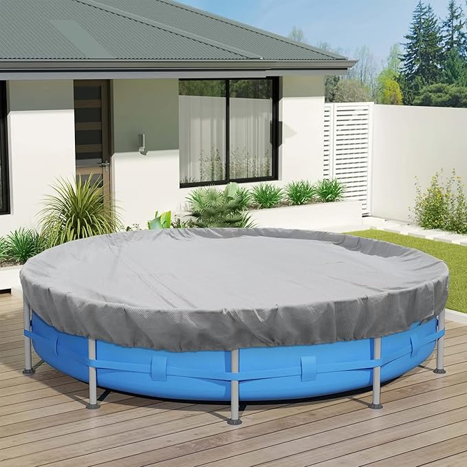 ECOOPTS 6 ft Round Pool Cover for Above Ground Pools, Swimming Pool Cover Protector Winter Safety Cover (Light Grey)