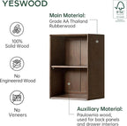 YESWOOD Modular Bookcase Storage Cubes, 100% Solid Rubberwood TV Stand Free Combination, Small Walnut Color Buffet Cabinet for Living Room Bedroom Study