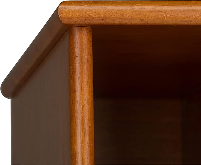 SIMPLIHOME Draper SOLID HARDWOOD 22 Inch Mid Century Modern Bookcase and Storage Unit in Teak Brown, For the Living Room, Study Room and Office
