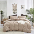 Deep Champagne Comforter Set Full Cream Coffee Bedding Set Khaki Comforter Set Full Women Soft Dark Champagne Bedding Set Men Breathable Taupe Comforter Set Full Coffee Color Bed Set