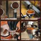 Zolunu Espresso Coffee Stirrer 5 Needles 0.4mm Espresso Distribution Tools, Natural Wood Handle and Stand