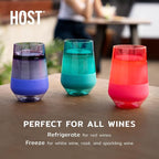 Host Freeze XL Wine Cooling Cups for Gifts for Mom, Birthday Gifts for Women, Double Wall Insulated Plastic Wine Glasses for Red and White Wines, Freezable Plastic Tumblers, 12 oz, Set of 2, Gray