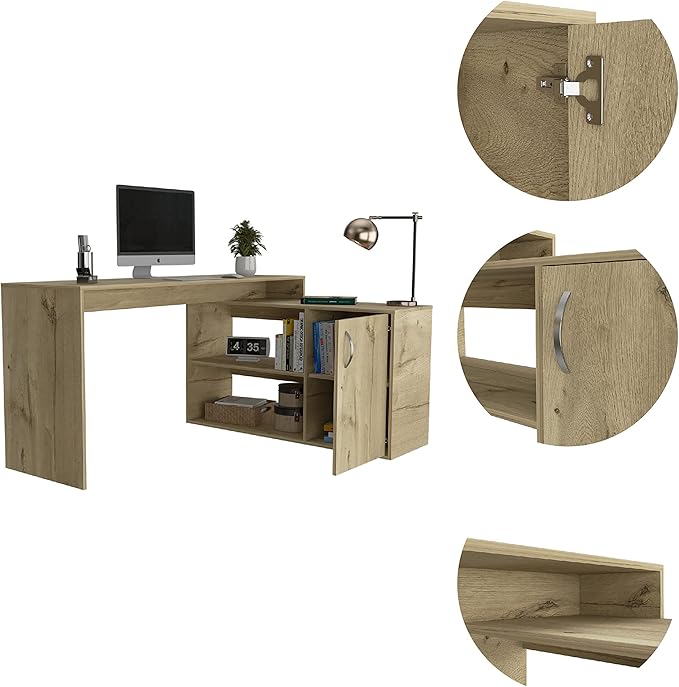 NicBex Kimberly-DW-00044-LWJ Home Office Desks, 45.86"x59.64"x30.11", Light Oak