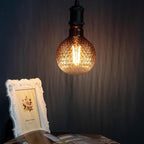 G125 Edison LED Bulb,4W Dim E26,2200K Gradient Brown Diamond Glass | Large Globe Light Bulbs,Squirrel Cage Filament, Cozy Warm Tone, Decorate Bars, Restaurants, Kitchens & All Indoor Occasions