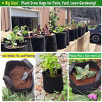 3-Pack 50 Gallon Thickened Plant Grow Bags Large (30x16 in) Heavy Duty Garden Bag Fabric Plant Pots for Potato,Tomato Planter,Herbs Veggies Planting,Flower Pots,Barrel Planter,Yard Waste Bag,Leaf Bags