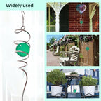 Wind Spinner Tail Gazing Ball Spiral Decorative Wind Spinner Sun Catcher 11inch Tail and 2 inch Glass Orb. Indoor Outdoor Garden Decoration Wind Sculptures-13 inch Height (Green)