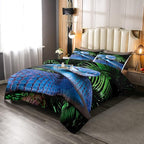 Erosebridal Snake Comforter Set Full, Blue Snake Down Comforter, 3D Reptile Bedding Set, Blue Scales Quilt Set, Palm Leaf Wild Animal Stylish Duvet Set for Kids Boys Teens Man Bedroom Decor