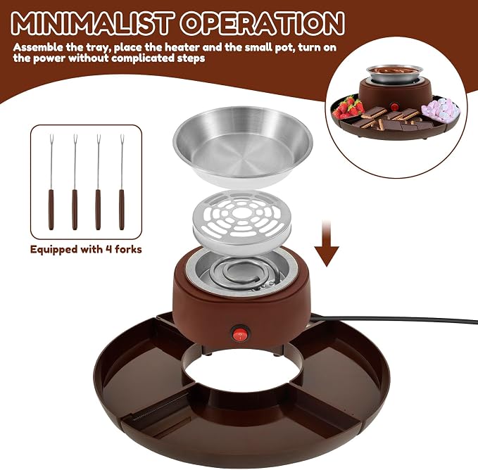 Electric Smores Maker Tabletop Indoor with 4 Detachable Trays and 4 Forks Flameless Electric Roaster for Movie Night Supplies