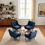 HUIMO Button-Tufted Accent Chairs Set of 2,Upholstered Reading Living Room Chair,Mid Century Modern Chair with Linen Fabric, Club Chair,Comfy Arm Chairs for Living Room,Bedroom,Dark Blue