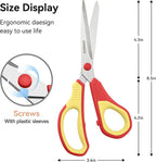 QMVESS 8.5" Scissors All Purpose 3 Pack Heavy Duty for Office School Fabric | Ultra Sharp 2.5mm Thick Stainless Blade, Ergonomic Comfort Grip, Left & Right Handed Classroom Must-Have Cutting General Use