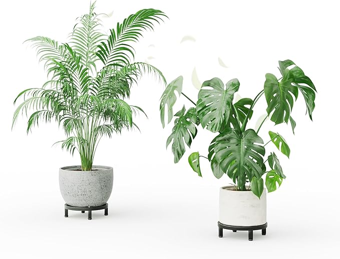 Zhongma 2 Pack 8.7" Sturdy Potted Plant Stand Flower Pot Holder Heavy Duty Construction, Low Plant Stand for Home Indoor and Outdoor, Sturdy plant riser and saucer without Installation Required