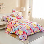 Rainbow Ombre Comforter Set Twin Size for Girls, Colorful Bubbles Polka Dots Comforter for Kids Teen, 2 Piece Orange Pink Purple Blue Gradient Pastel Bedding Set with 1 Pillow Case(Rainbow,Twin)