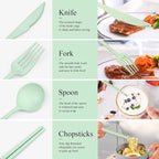 DISSKNIC Travel Utensils with Case, 6 Sets Reusable Utensils Set with Case, Camping utensil Set for Daily Use or Outdoor