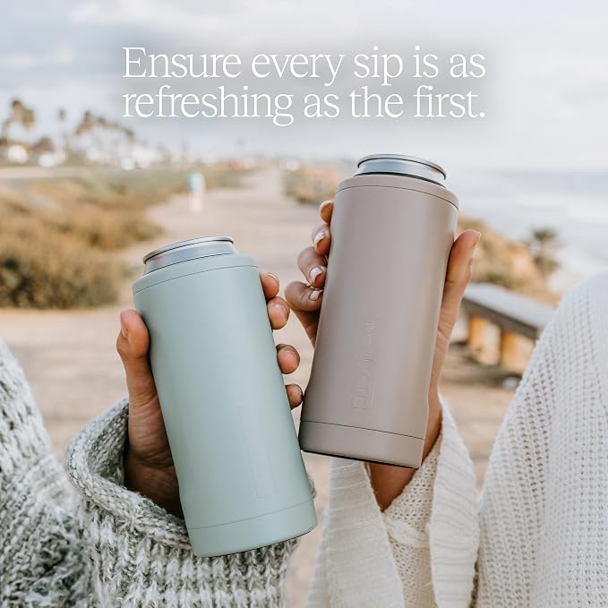 BrüMate Hopsulator Slim Can Cooler Insulated for 12oz Slim Cans | Skinny Can Insulated Stainless Steel Drink Holder for Hard Seltzer, Beer, Soda, and Energy Drinks (Midnight Camo)