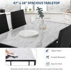 FDW Dining Table Set Dining Room Table Set for Small Spaces Kitchen Table and Chairs for 4 Table with Chairs Home Furniture Rectangular Modern (White Marble)