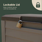 IRIS USA 35 Gallon Outdoor Deck Box, Lockable, Weather-Resistant, Brown | UV-Protected, Waterproof Resin, Patio Storage for Cushions, Garden Tools & Packages
