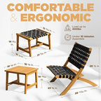 Design Heavy Duty 400lbs Capacity Patio Bistro Piece with Ottomans Outdoor, Onesize, Foldable Reclining Set 5