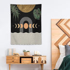 Abstract Boho Tapestry, Mid Century Tropical Tree Leaves Modern Geometric Arch Bohemian Botanical Tapestry, Home Aesthetic Wall Hanging Art Decor for Living Room Bedroom Dormitory 30x40 Inch