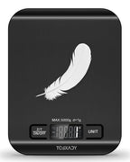 Food Scale, 11lb Kitchen Scale with 6 Units LCD Display and Tare Function, 0.05oz/1g Digital Kitchen Scale Compact Design for Baking, Healthy Cooking, Meal Prep, 304 Stainless Steel Black