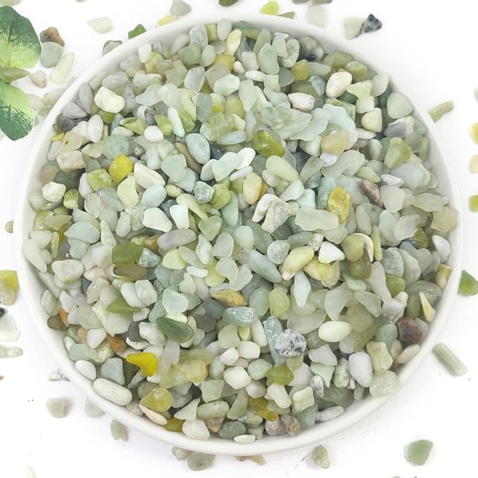 2LB Succulent and Cactus Pebbles, 1/5 Inch Jade Natural Decorative Polished Stones, River Rocks for for Indoor Plants, Vases, Planters and Outdoor Gardening