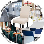 JQinHome 6 Pcs Dining Chair Slipcover,High Stretch Removable Washable Chair Seat Protector Cover for Home Party Hotel Wedding Ceremony (Beige White)