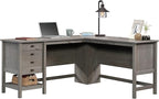 Sauder Cottage Road L-Desk, L: 65.12" x W: 58.66" x H: 29.76", Mystic Oak finish