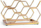 Countertop Wine Rack - 5 Bottle Freestanding Modern Gold Metal Small Wine Rack - Tabletop Wine Holder Stand for Cabinet, Pantry, Wine Bottle Storage…