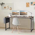 SMUG Computer Desk 48 Inch Home Office Writing Wood Storage Bag & Headphone Hook Simple Bedroom 2 Person Work Study Kids Table, Rustic Brown