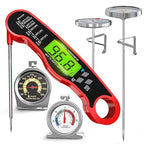 5 Pack Professional Kitchen Food Thermometer Set – Includes Instant Read Digital Meat Thermometer, Oven-Safe, Ambient Oven Monitoring, Fridge & Candy/Deep Fry for Cooking, BBQ, Baking
