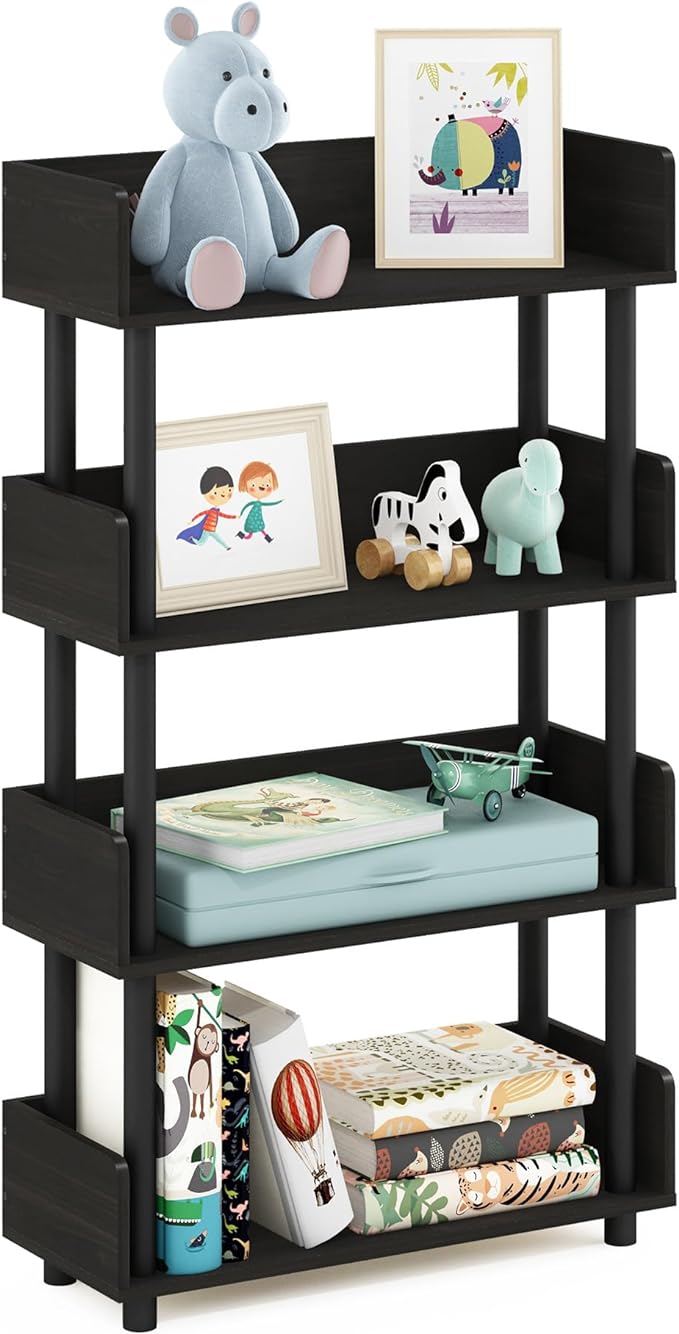 Furinno Turn-N-Tube 4-Tier Toolless Freestanding Multipurposes Display Rack, Espresso