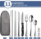 Logcow Travel Utensils with Case,Reusable Utensils,Portable Travel Camping Cutlery Set,Stainless Steel Flatware Set,Lunch Boxes Workplace Camping School Picnic (Sivler)