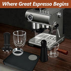 7 Pcs 53mm Espresso Accessories Kit, Spring Loaded Calibrated Tamper, WDT Tool, Coffee Measuring & Espresso Cup and Tamper Mat, Puck Screenr & Dosing Funnel, Fit 54mm Espresso Machines & Portafilters