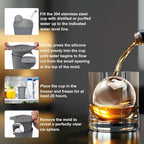 Clear Ice Cube Maker 2.5 Inch, Sphere Ice Ball Molds for Whiskey, Stainless Steel Clear Ice Mold with Non-BPA Silicone, Easy-Release Round Ice Cube Tray for Cocktails Bourbon (2 Pack, Gray)