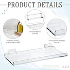 Yalikop 4 Pcs Slatwall Shelves Clear Acrylic Slatwall Shelves Organizer Wall Mounted Hanging Accessories Plastic Panel Display Shelf for Retail Store Boutique Garage Home(No Fence Style,14 x 6 Inch)